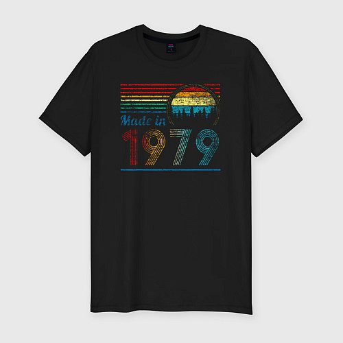 Мужская slim-футболка Создано в 1979 / Черный – фото 1