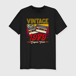 Мужская slim-футболка Винтаж 1979 оригинальные запчасти аудиокассеты