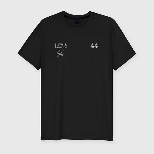 Мужская slim-футболка Lewis Hamilton Льюис Хэмилтон / Черный – фото 1
