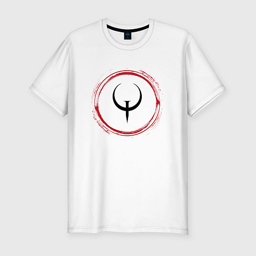 Мужская slim-футболка Символ Quake и красная краска вокруг / Белый – фото 1