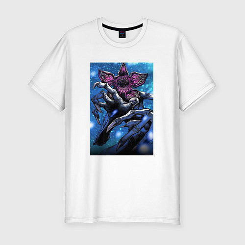 Мужская slim-футболка Демогоргон нападает! / Белый – фото 1