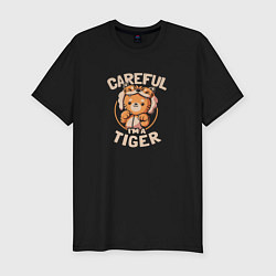 Футболка slim-fit Careful Im a Tiger, цвет: черный