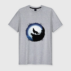 Мужская slim-футболка Песня волка луне