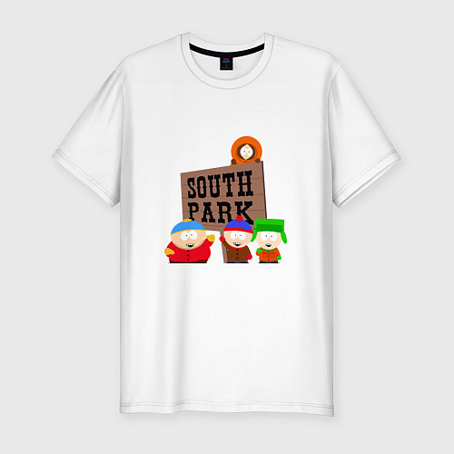 Мужская slim-футболка Южный парк артлоготип / Белый – фото 1