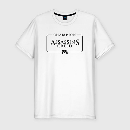 Мужская slim-футболка Assassins Creed Gaming Champion: рамка с лого и дж / Белый – фото 1