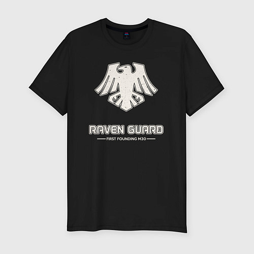Мужская slim-футболка Гвардия ворона лого винтаж / Черный – фото 1