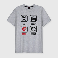 Футболка slim-fit Eat Sleep Gears of War Repeat, цвет: меланж