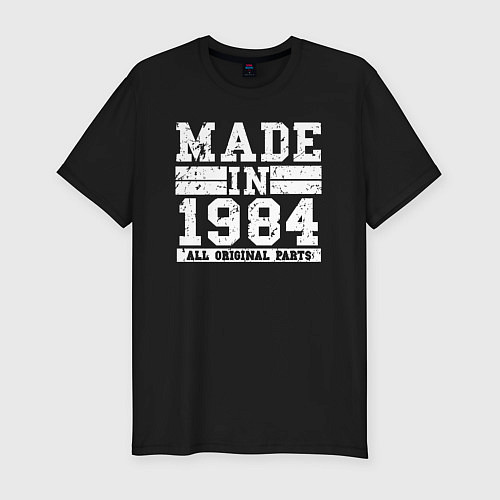 Мужская slim-футболка Сделано в 1984 оригинальные детали / Черный – фото 1