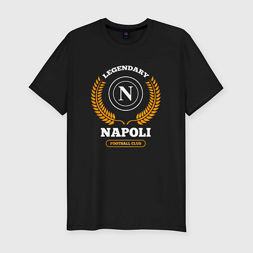 Мужская slim-футболка Лого Napoli и надпись Legendary Football Club / Черный – фото 1