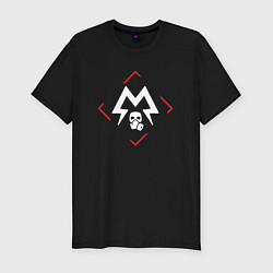 Мужская slim-футболка Символ Metro Exodus в красном ромбе