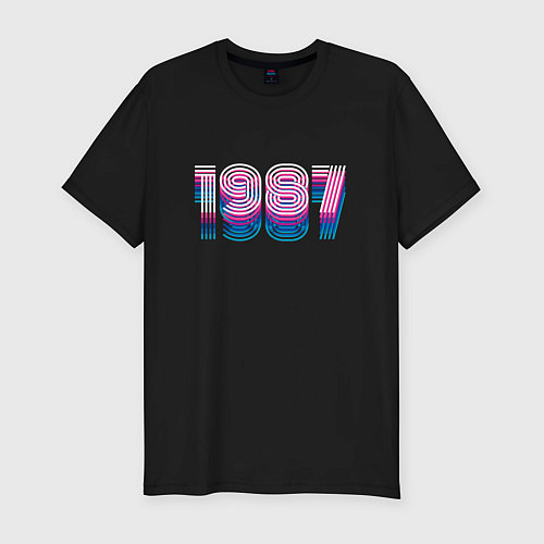 Мужская slim-футболка 1987 Год Ретро Неон / Черный – фото 1