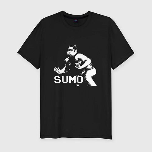 Мужская slim-футболка Sumo pixel art / Черный – фото 1