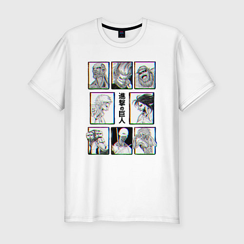 Мужская slim-футболка Атака титанов ALL / Белый – фото 1