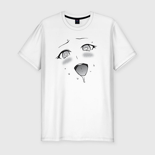 Мужская slim-футболка Ахегао сердечки / Белый – фото 1