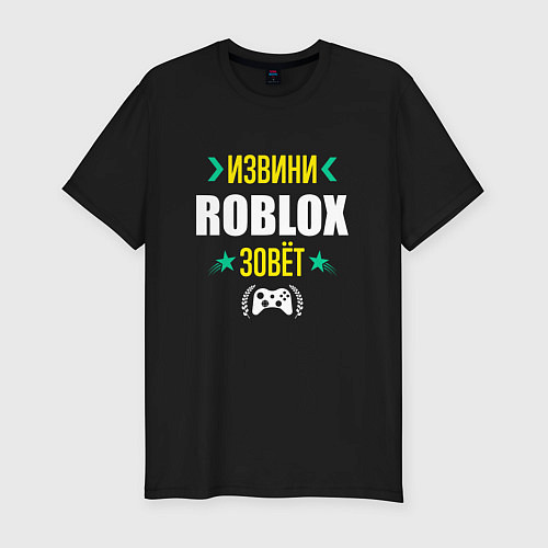 Мужская slim-футболка Извини Roblox Зовет / Черный – фото 1