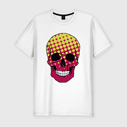 Мужская slim-футболка Pop-art skull / Белый – фото 1