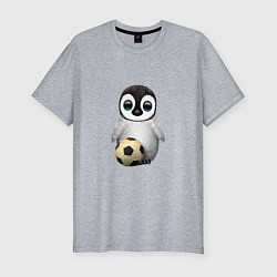 Мужская slim-футболка Футбол - Пингвин