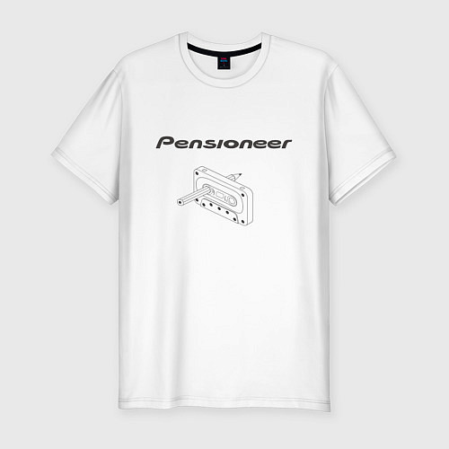 Мужская slim-футболка Pensioneer Cassette / Белый – фото 1