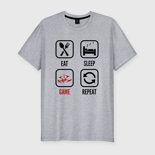 Мужская slim-футболка Eat-Sleep-Hitman-Repeat / Меланж – фото 1
