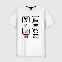 Футболка slim-fit Eat-Sleep-Hitman-Repeat, цвет: белый