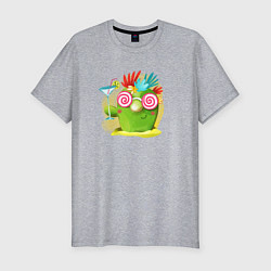 Мужская slim-футболка Кактус с коктейлем