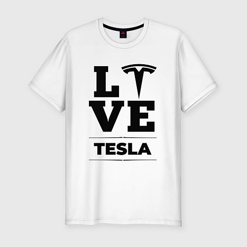 Мужская slim-футболка Tesla Love Classic / Белый – фото 1