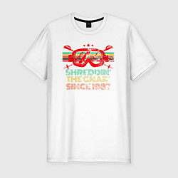 Мужская slim-футболка Shreddin The Gnar since 1987 Skiing