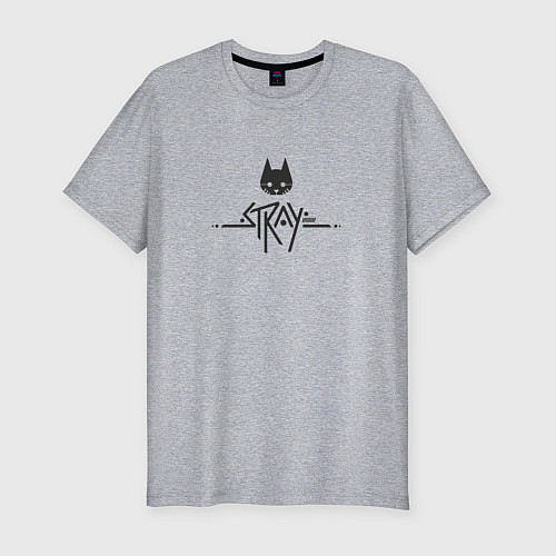 Мужская slim-футболка Stray ровный логотип, черный / Меланж – фото 1