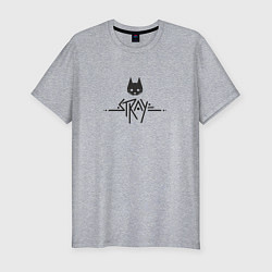 Футболка slim-fit Stray ровный логотип, черный, цвет: меланж
