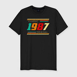 Футболка slim-fit Классика 1987 оригинал, цвет: черный