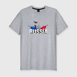 Футболка slim-fit Russia объемный текст, цвет: меланж