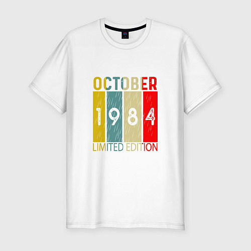 Мужская slim-футболка 1984 - Октябрь / Белый – фото 1