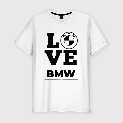 Мужская slim-футболка BMW love classic / Белый – фото 1