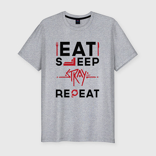Мужская slim-футболка Надпись: Eat Sleep Stray Repeat / Меланж – фото 1