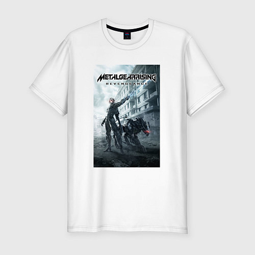 Мужская slim-футболка Metal Gear Rising Revengeance - poster / Белый – фото 1