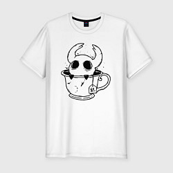 Футболка slim-fit Hollow Knight рыцарь в чашке, цвет: белый