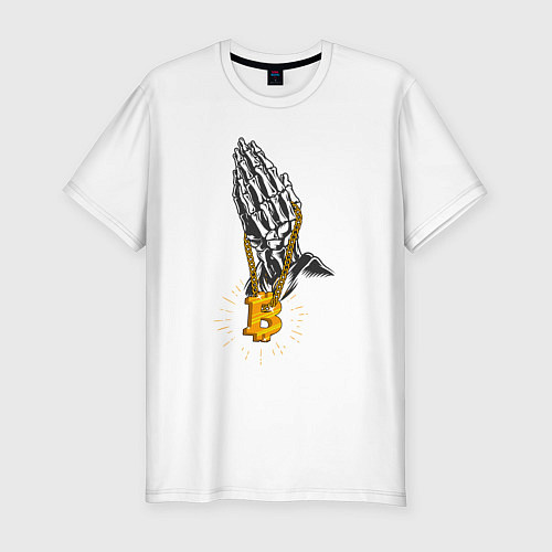 Мужская slim-футболка Святой Биткоин / Белый – фото 1
