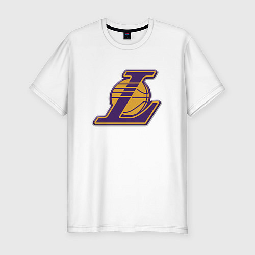 Мужская slim-футболка ЛА Лейкерс объемное лого / Белый – фото 1