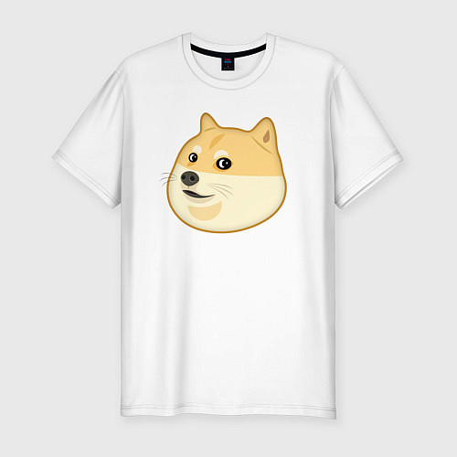 Мужская slim-футболка Пёс Доге крупным планом / Белый – фото 1