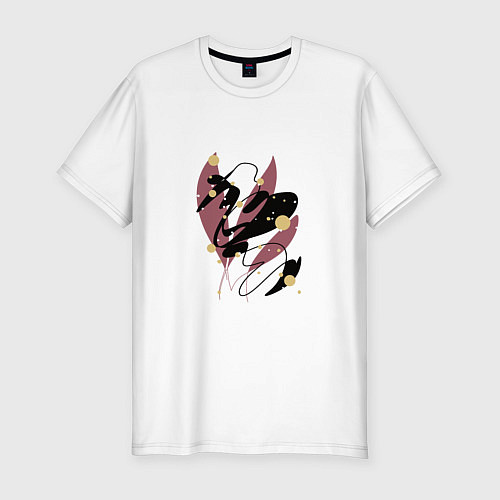 Мужская slim-футболка Абстрактный узор из листьев / Белый – фото 1