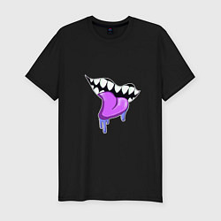 Мужская slim-футболка Слюнявый мультяшный рот