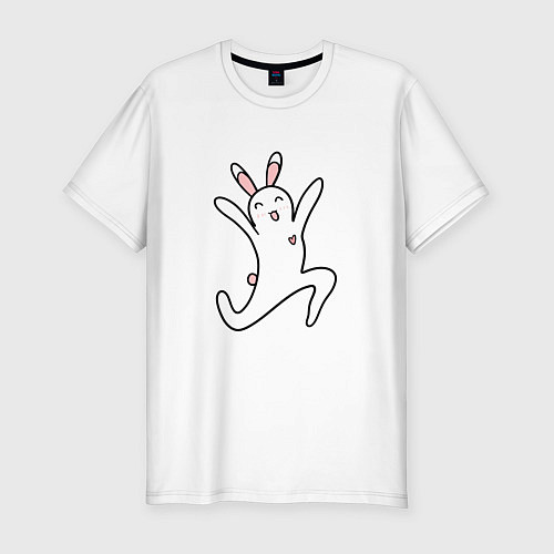 Мужская slim-футболка Кавайный зайчик / Белый – фото 1