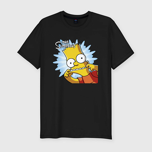 Мужская slim-футболка Барт Симпсон корчит рожицу! / Черный – фото 1