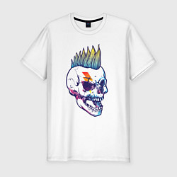 Мужская slim-футболка Череп-панк с ирокезом