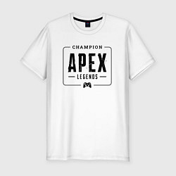 Футболка slim-fit Apex Legends gaming champion: рамка с лого и джойс, цвет: белый