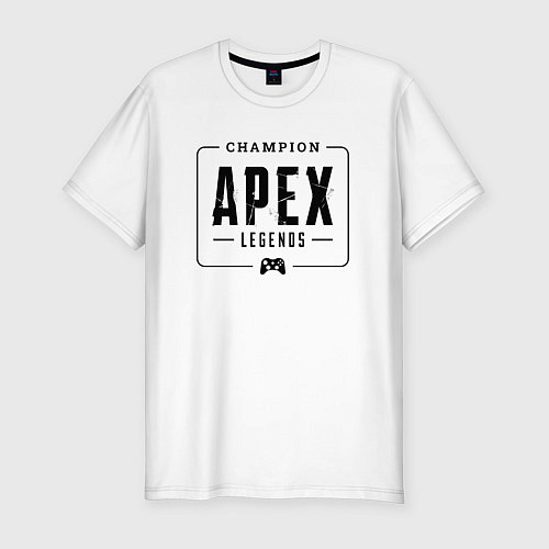 Мужская slim-футболка Apex Legends gaming champion: рамка с лого и джойс / Белый – фото 1
