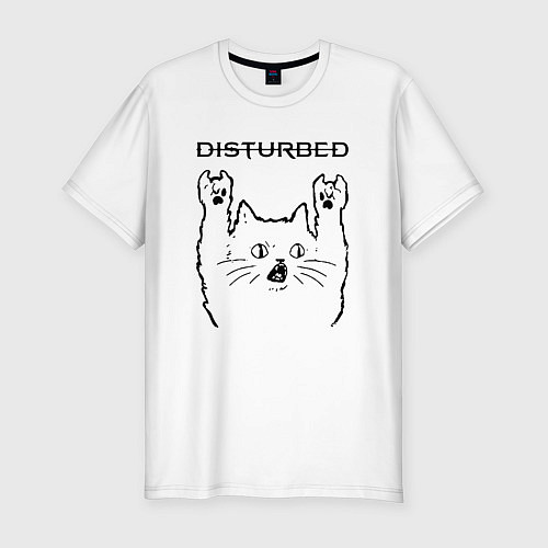 Мужская slim-футболка Disturbed - rock cat / Белый – фото 1