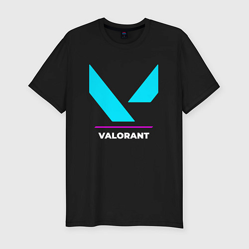 Мужская slim-футболка Символ Valorant в неоновых цветах / Черный – фото 1