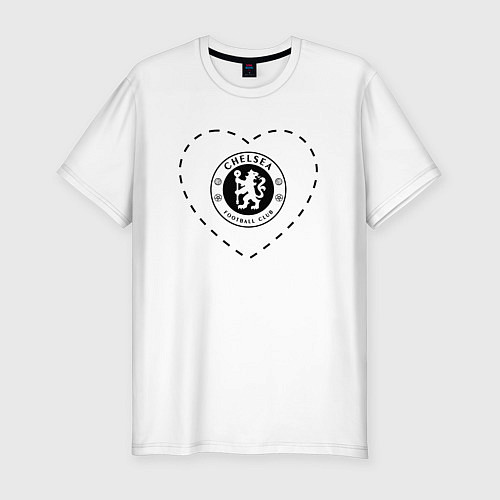 Мужская slim-футболка Лого Chelsea в сердечке / Белый – фото 1