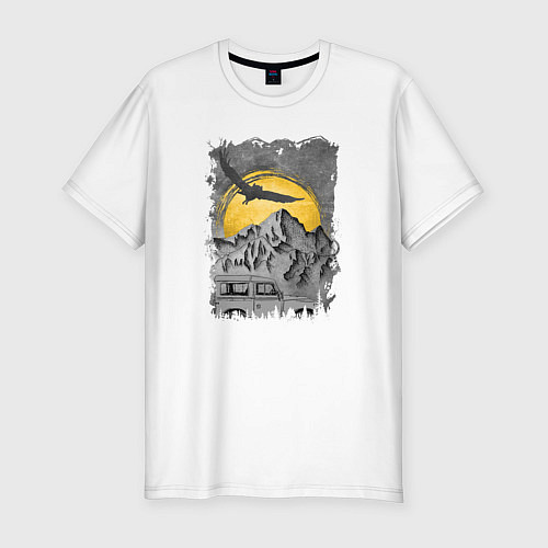 Мужская slim-футболка Бездорожье и сова / Белый – фото 1